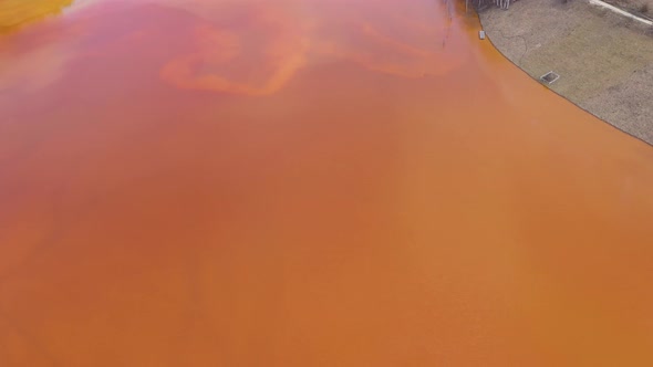 Orange Toxic Waste Water From a Copper Mine