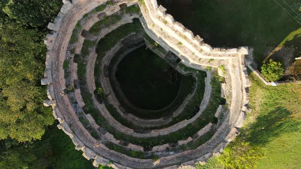 Aerial Shot The City Ostroh. Ostorg Castle. Ukraine