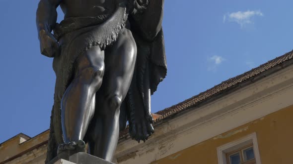 Hercules statue symbol of spa resort Herculane located in  western Romania  - Artistic Hercules inte