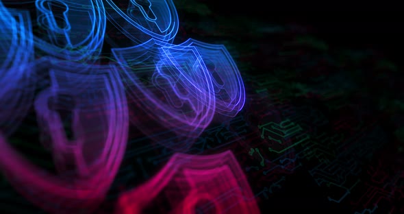 Cyber security and digital network protection symbol loop concept alt