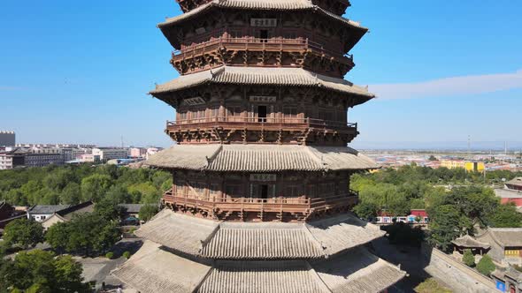 Chinese Wooden Tower, Aerial China