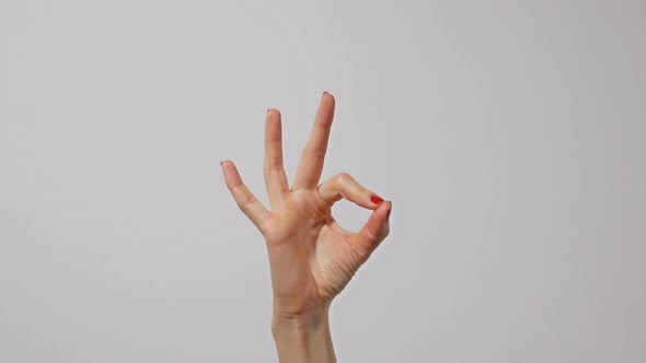 Woman hand gesturing ok symbol. Gesture, sign, symbol. Communication with no talking concept.