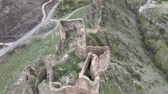 castle ruins ancient aerial