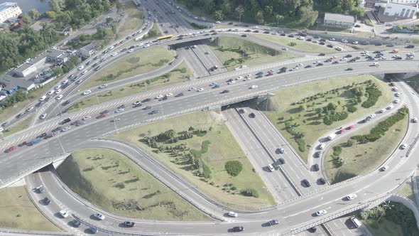 Kyiv. Ukraine: Road Junction. Aerial View, Flat, Gray