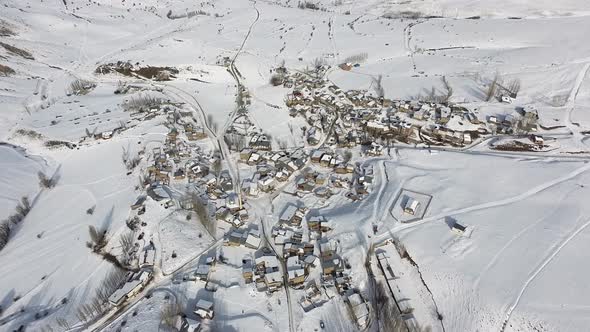 Village Covered With Snow in Winter