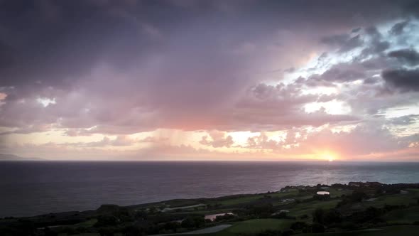 Sunset Over The Waves And Shoreline - Timelapse - Time Lapse