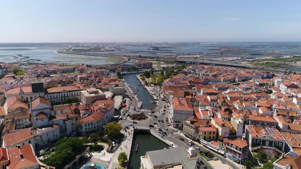 Aveiro, Portugal Aerial View of the City - Canals