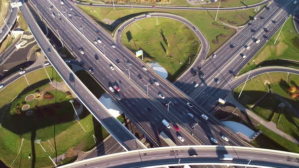 Freeway Intersection Traffic Trails in Moscow