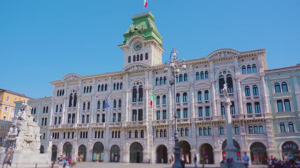 Trieste City Hall on Main Square of Historical Town