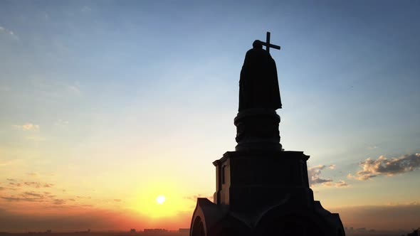 Kyiv, Ukraine : Monument To Vladimir the Great at Dawn in the Morning