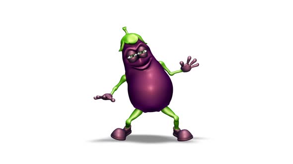 Fun Eggplant  Looped Dance on White Background alt