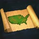 America Map Painting Unfolding Old Paper Scroll 3D - VideoHive Item for Sale