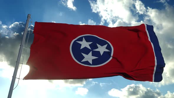 Flag of American State of Tennessee, Region of the United States. 