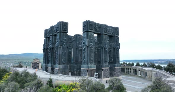 Tbilisi, Georgia - May 30 2022: Aerial view of Memorial History of Georgia