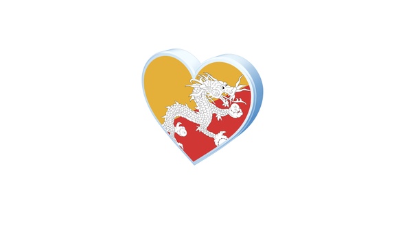 Bhutan Flag Heart Shape