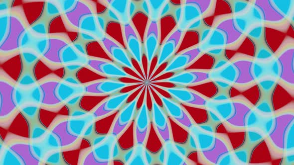 Abstract Flower Red and Blue Kaleidoscope Animation