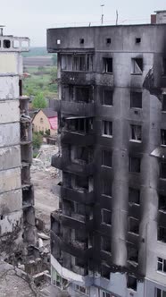 Vertical Video of War in Ukraine  Destroyed House