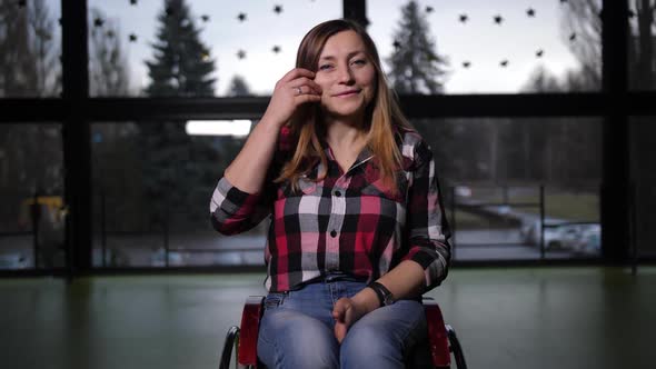 Portrait of Lovely Handicap Female in Wheelchair