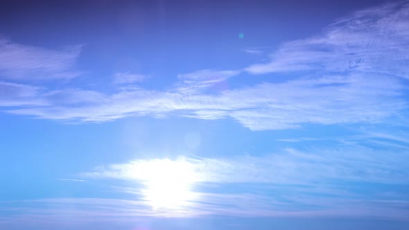 Beautiful Blue Sky Time Lapse with Clouds Background and Sun