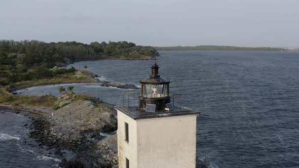 Bird Roosting on Lighthouse in Rhode Island Aerial