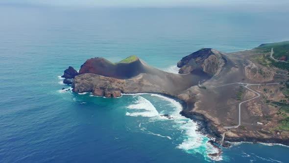 Capelinhos Volcano and Faial Island Azores Portugal Europe in Atlantic Ocean