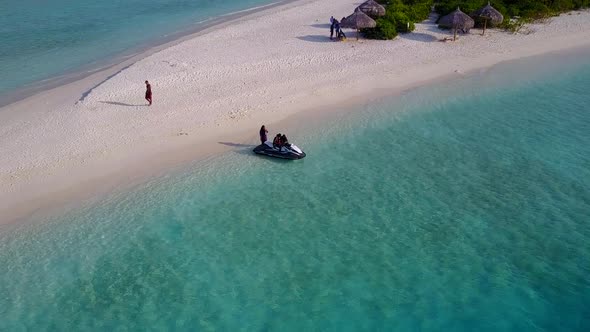 Summer travel of island beach voyage by sea with sand background near resort