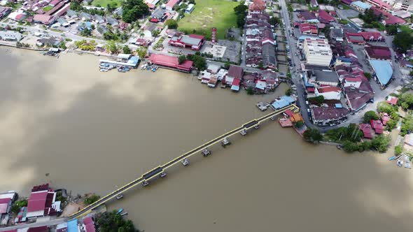 Aerial view pedestrian bridge at Kuala Kurau