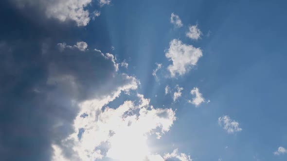Timelapse of Beautiful White Clouds on a Background of Blue Sky