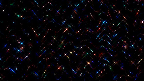 3D gradient wave with stripes, shining colorful light dots, black background