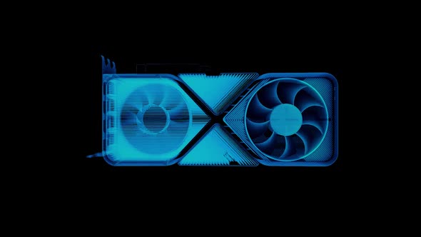 High Technology Ray Tracing Graphics Card Blue Hologram HD