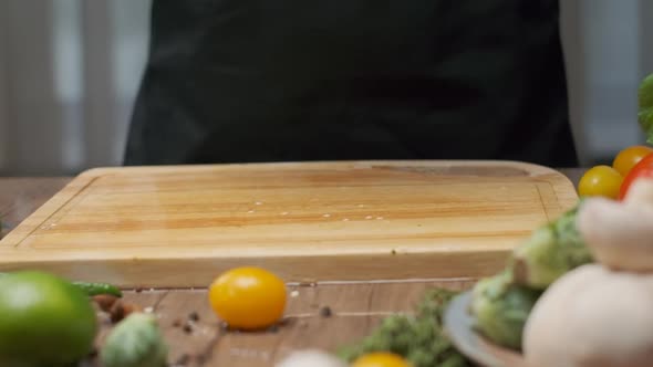 Professional Chef Prepares Red and Green Bell Pepper