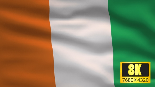 8K Ivory Coast Cote Divoire Windy Flag Background