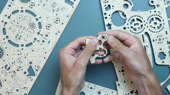 Mechanical wooden puzzle