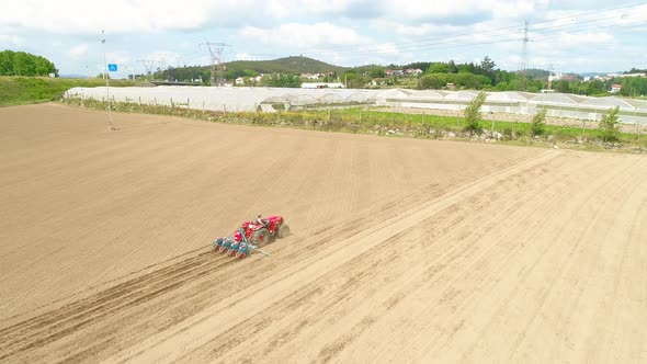 Tractor at Work in Field