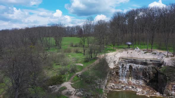 Cascade Waterfall in the Landscape Sophia Park Uman Ukraine