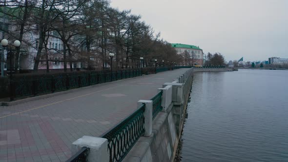 Empty City Embankment During the Pandemic