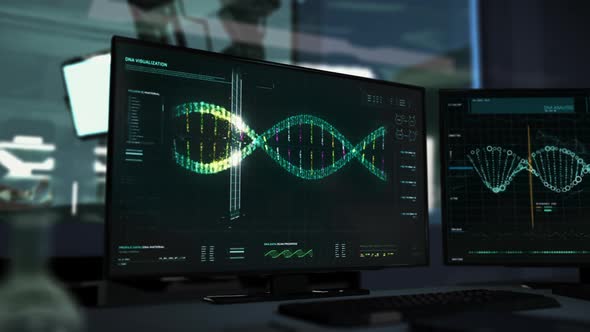 Medical Software is analyzing the genetic composition in the Dna research lab