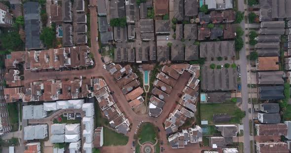 Birdseye view of the affluent Rice Military neighborhood in Houston, Texas