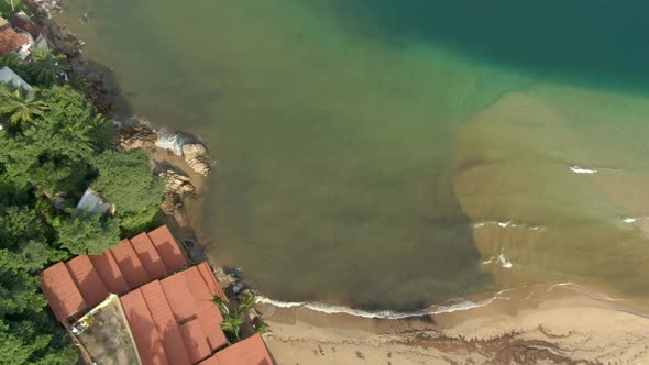 Turquoise Sea Water At Yelapa Beach In Jalisco, Mexico - aerial drone shot