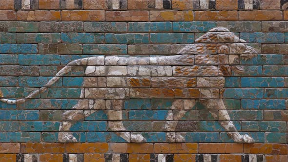 Glazed brick bas relief of Ishtar Gate of Babylon