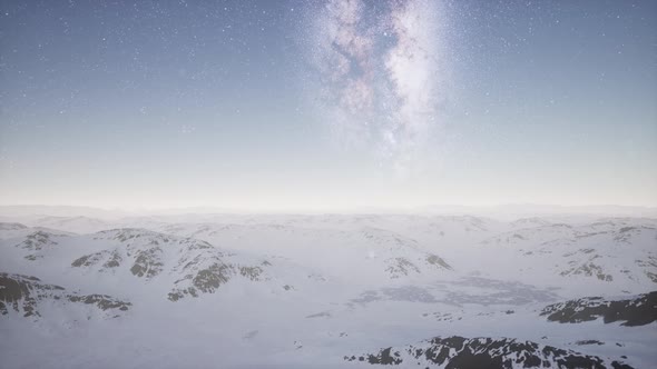 Milky Way Above Snow Covered Terrain