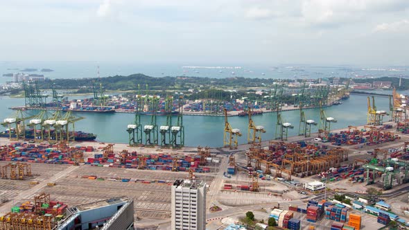 Singapore Day Cityscape of Container Port Logistics