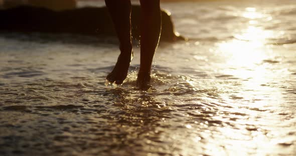 Walking on the sea at beach 4k