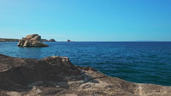 White Rock Formations of Sarakiniko Beach. Milos Island, Greece.