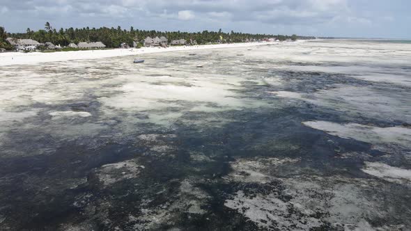 Low Tide in the Ocean Near the Coast of Zanzibar Island Tanzania