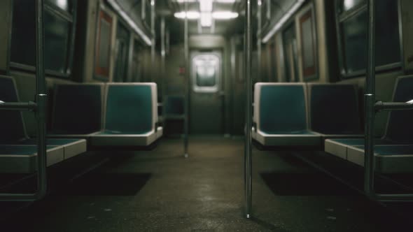 Inside of the Old Non-modernized Subway Car in USA alt