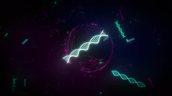 Bright Neon Blue Dna Structure Analysis Genetic Health Background Animation alt