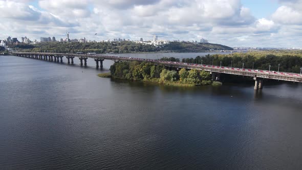 The Main River of Ukraine - Dnipro Near Kyiv. Slow Motion