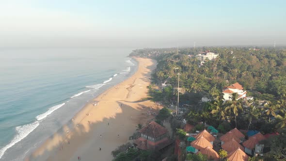 Varkala beach and chill out place. Long sand beach and calm sea waters, India