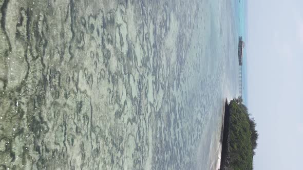 Zanzibar Tanzania  Vertical Video of Low Tide in the Ocean Near the Coast Slow Motion